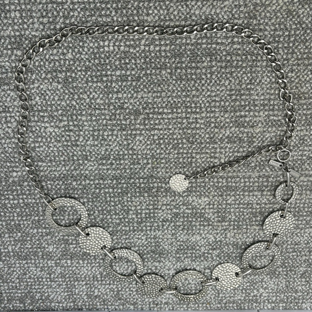 Chico's Metallic Silver‎ Chain Link Embellished Hip Belt Adjustable